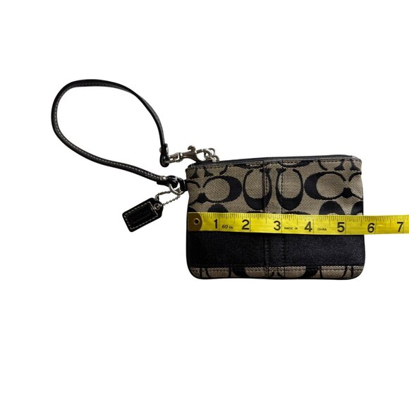 Coach Signature Wristlet With Leather Strap Beige Black - Picture 3 of 4